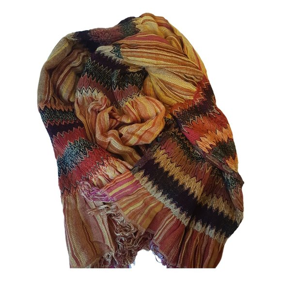 Wool Scarf Ruched 70's Vibe Oversize Bohemian BOHO - Picture 4 of 16